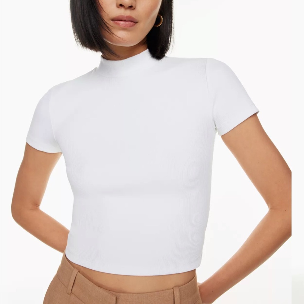 NWOT Aritzia White Mock Neck Tee